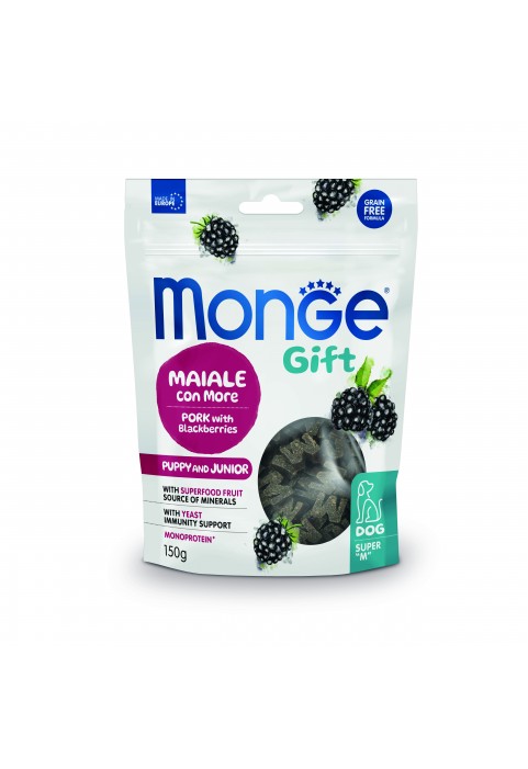 MONGE GIFT - Puppy and Junior, Pork with blackberries 150g 
